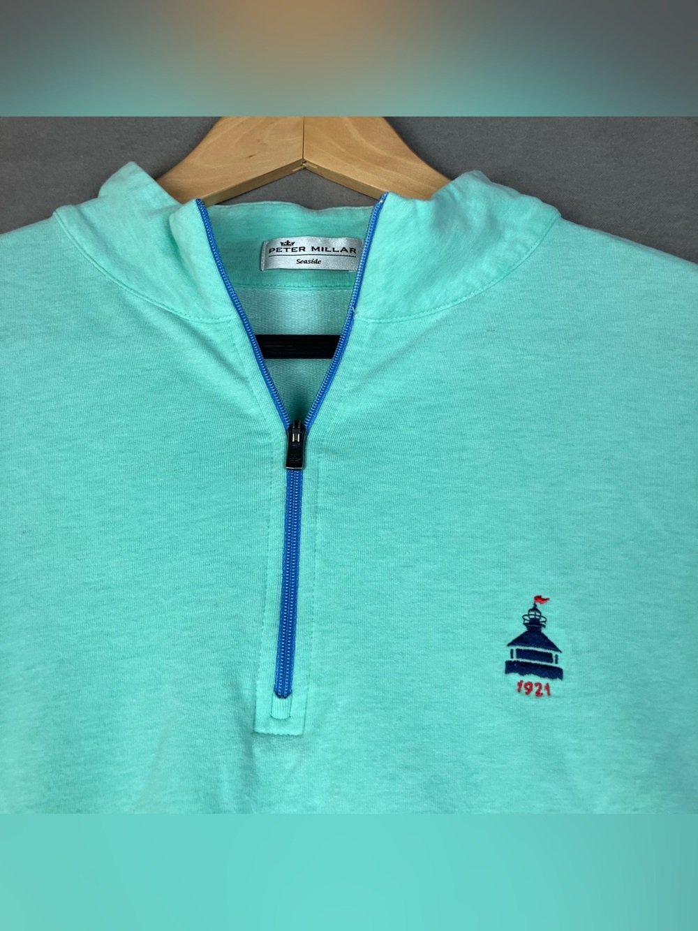 Peter Millar Seaside Mens Size M Quarter Zip Sweater Green Boothbay Country Club